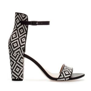 ZARA | Tribal pattern Ankle Strap Heel